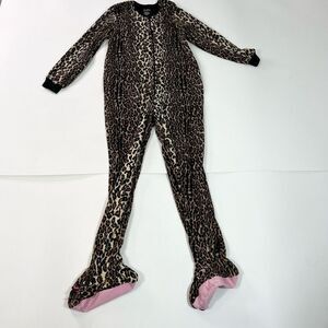 Nick & Nora One Piece Footed Pajama Womens Medium Multicolor Leopard Print